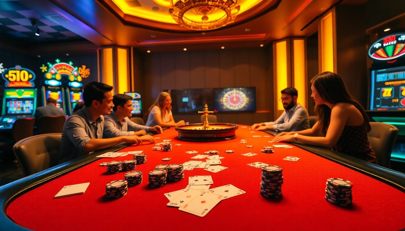 Experience thrilling gameplay at GK88 casino with vibrant poker chips and casino tables.