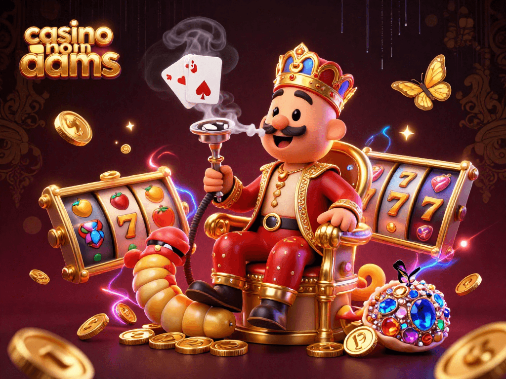 Giocando nel casino non AAMS con simboli di poker e slot in un'illustrazione 3D vibrante.