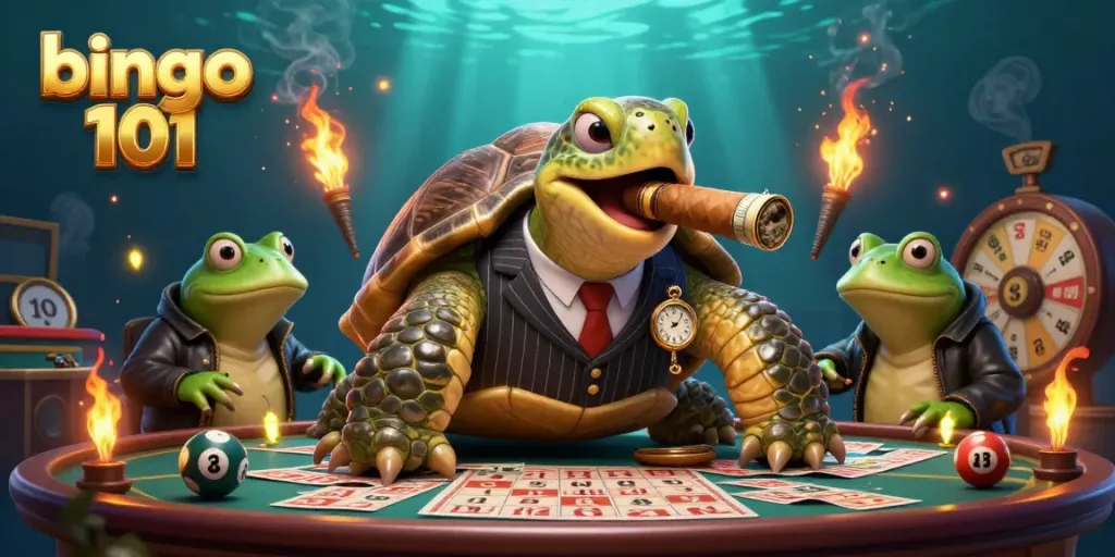 Experience the excitement of bingo 101 with vibrant characters and dynamic gameplay elements in this engaging illustration.