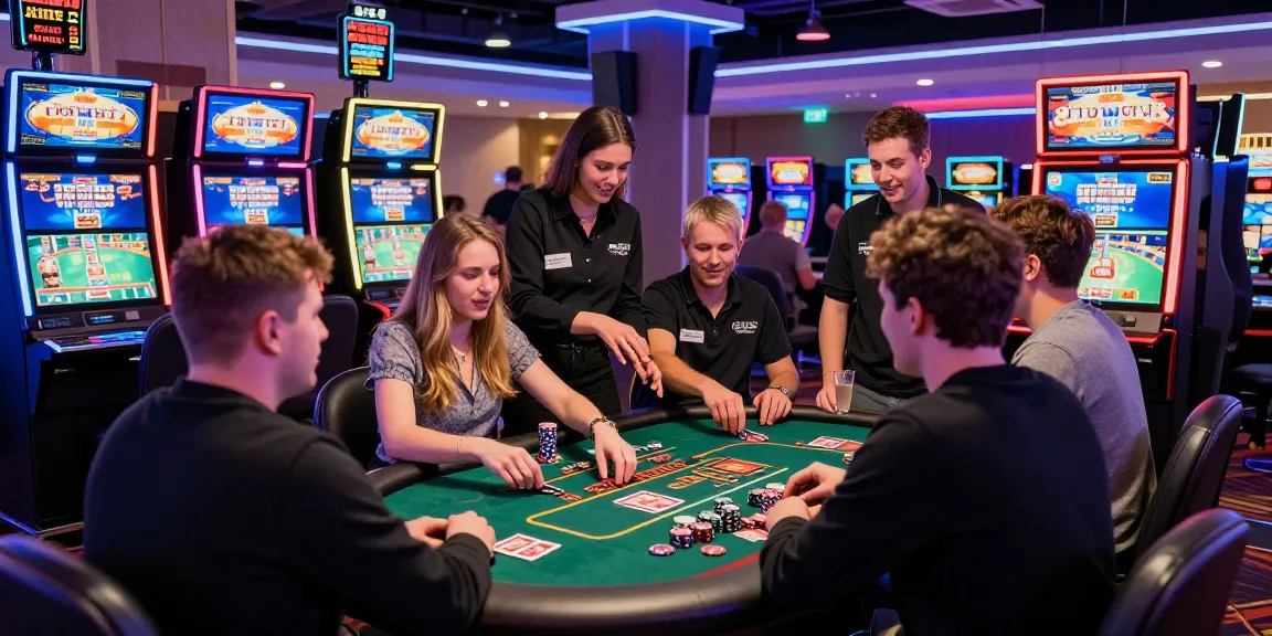 Exciting scene of players at credit card casinos enjoying games and promotions in a lively atmosphere.
