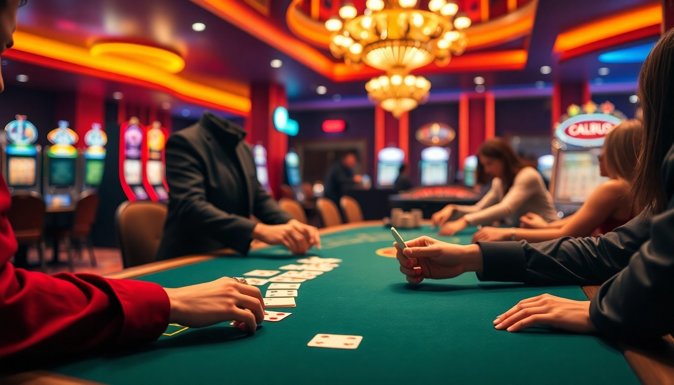 Click here to see a lively casino scene with engaged players at a poker table.
