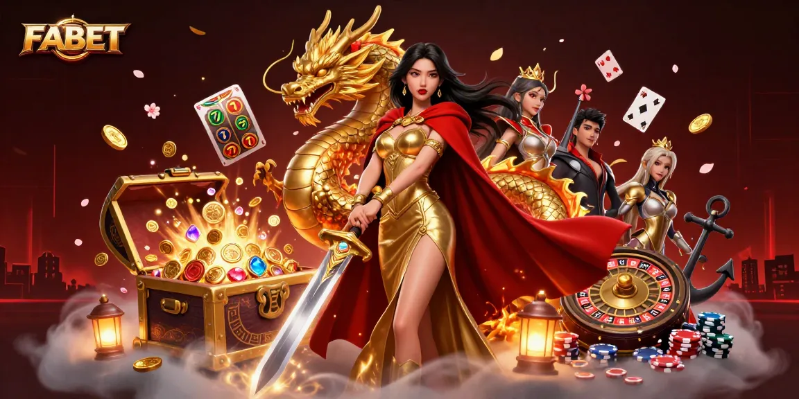FABET offers exciting gaming experiences with interactive representatives against a vibrant casino backdrop.
