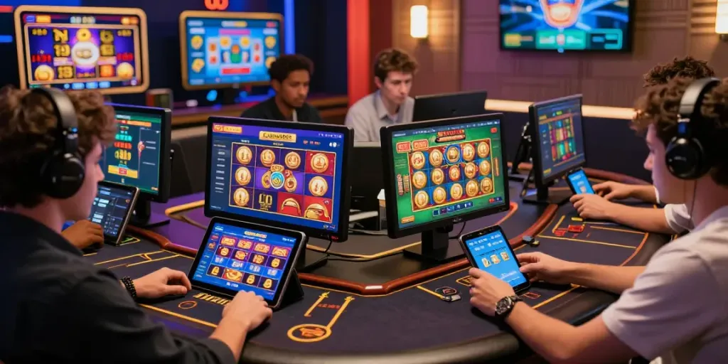 Engaged players enjoying exciting live games on the lotus365 platform in a vibrant digital environment.