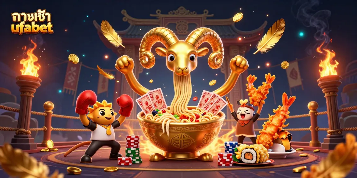 Engage with ทางเข้า ufabet at this vibrant casino illustration featuring unique characters and game elements.