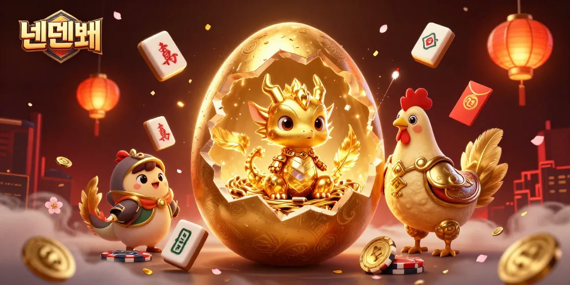 Experience the thrilling action at 텐텐벳 with a golden dragon nest on poker chips surrounded by vibrant casino symbols.