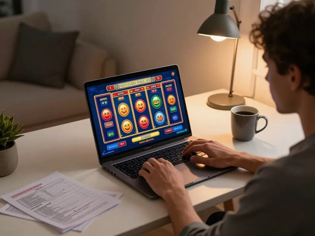 Engaging in online gaming at NK88 đăng nhập with vibrant slot interface while enjoying a cozy atmosphere.