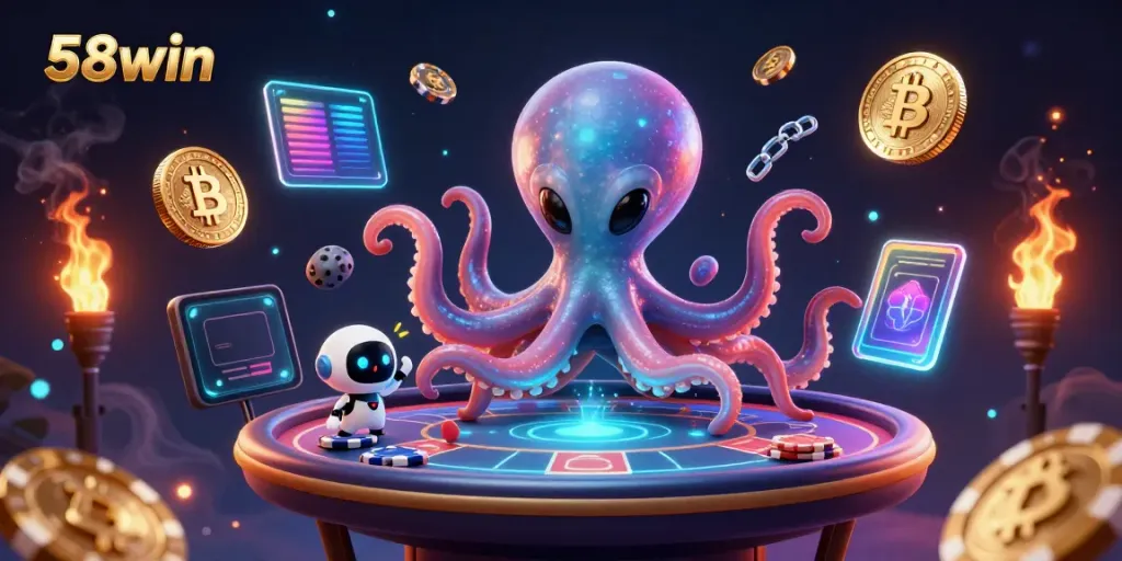 Engage with immersive gambling at 58win featuring aliens playing poker in space.