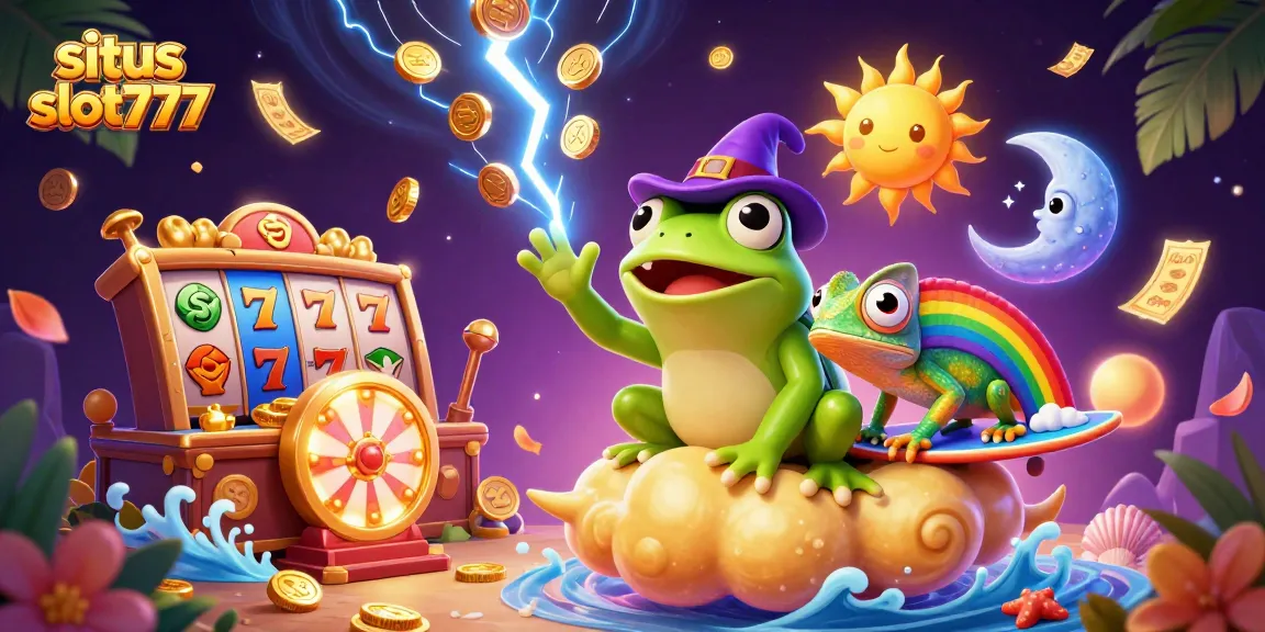 Spark winning strategies at situs slot777 with vibrant slots and magical characters in a dynamic casino scene