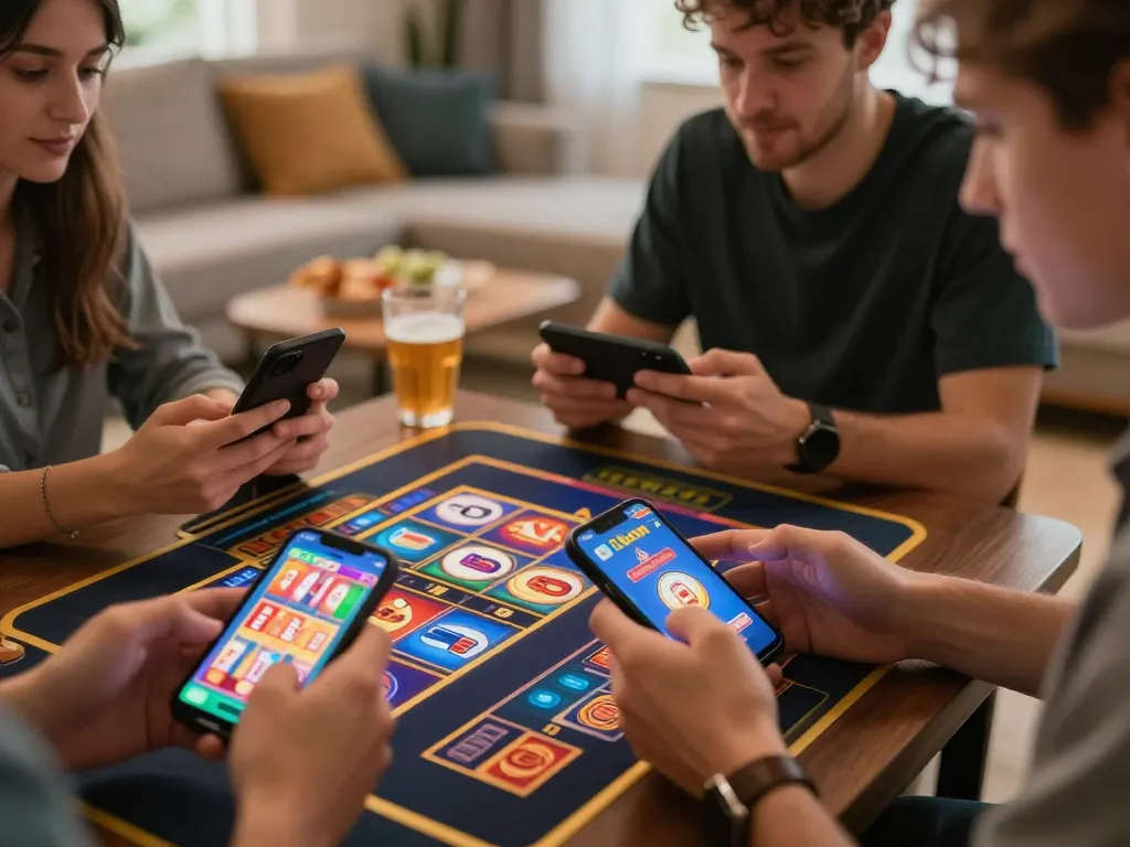 Pemain yang terlibat menikmati permainan Slot Demo di smartphone dalam suasana rumah yang nyaman