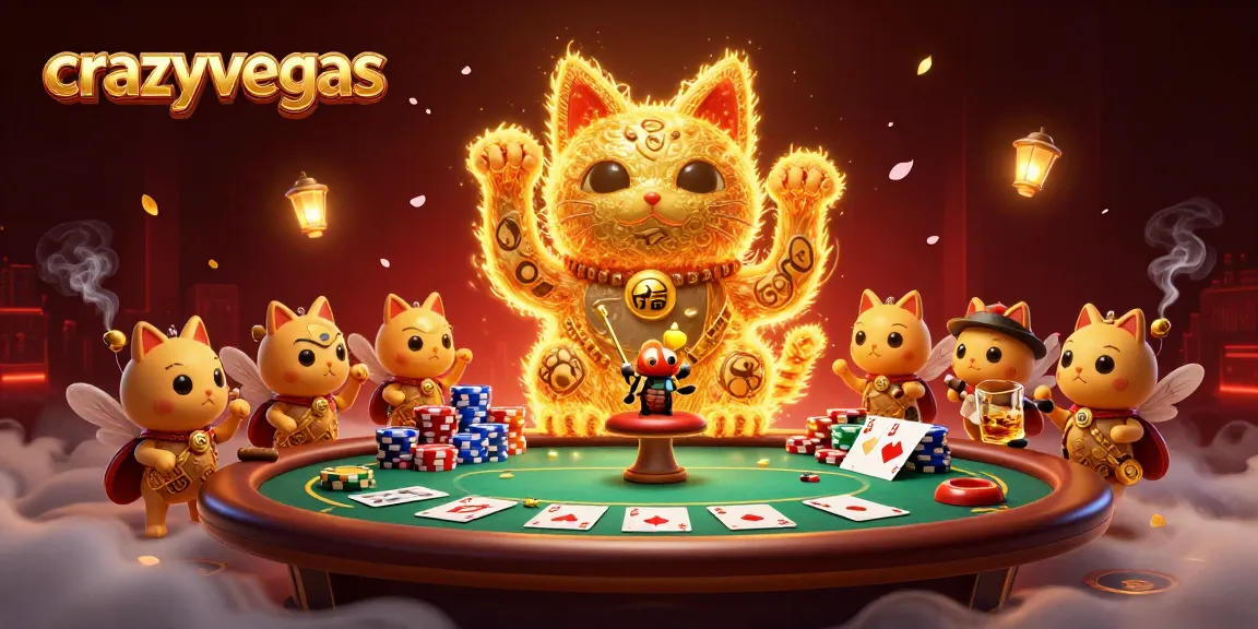 Experience the excitement of crazyvegas with casino symbols and a golden lucky cat!