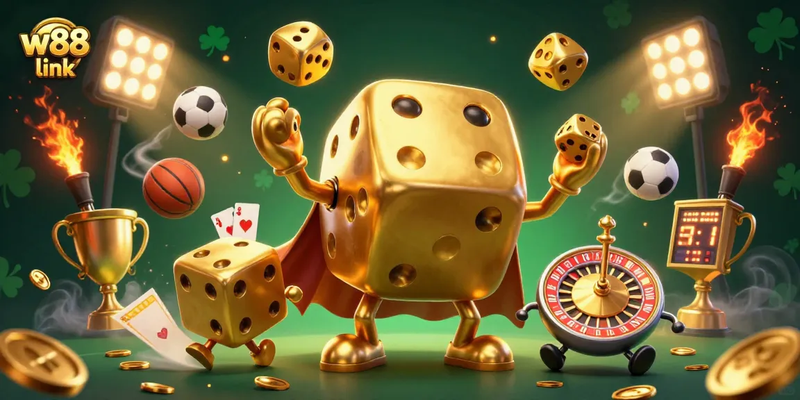 Experience thrilling action with the w88 link featuring exciting elements from sports betting in a vibrant illustration.