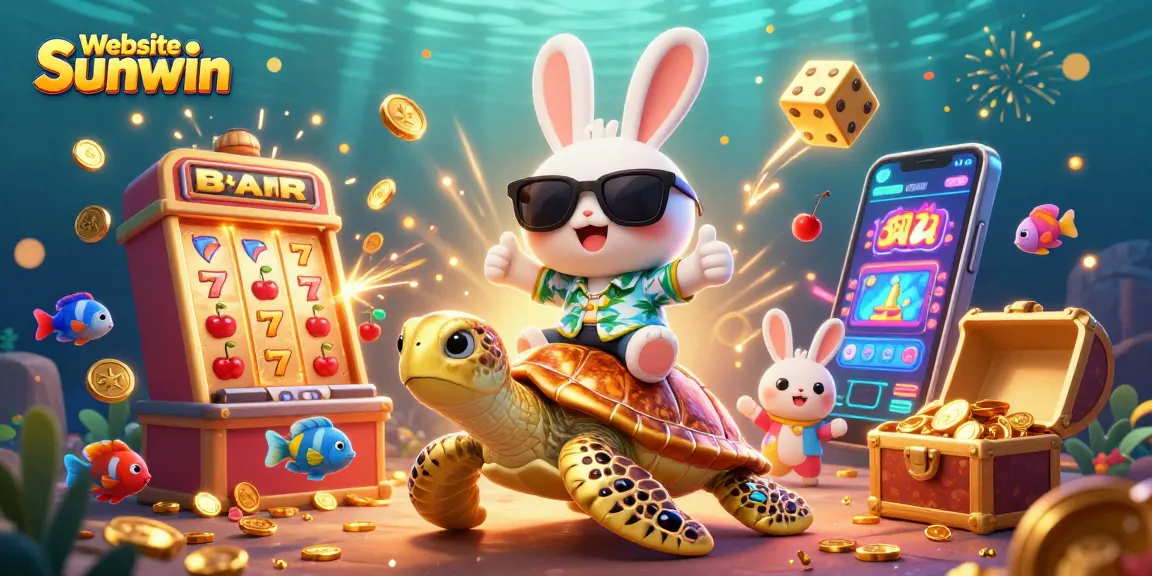 Experience excitement with Website Sunwin as the lucky rabbit and golden turtle win big in a vibrant casino scene.