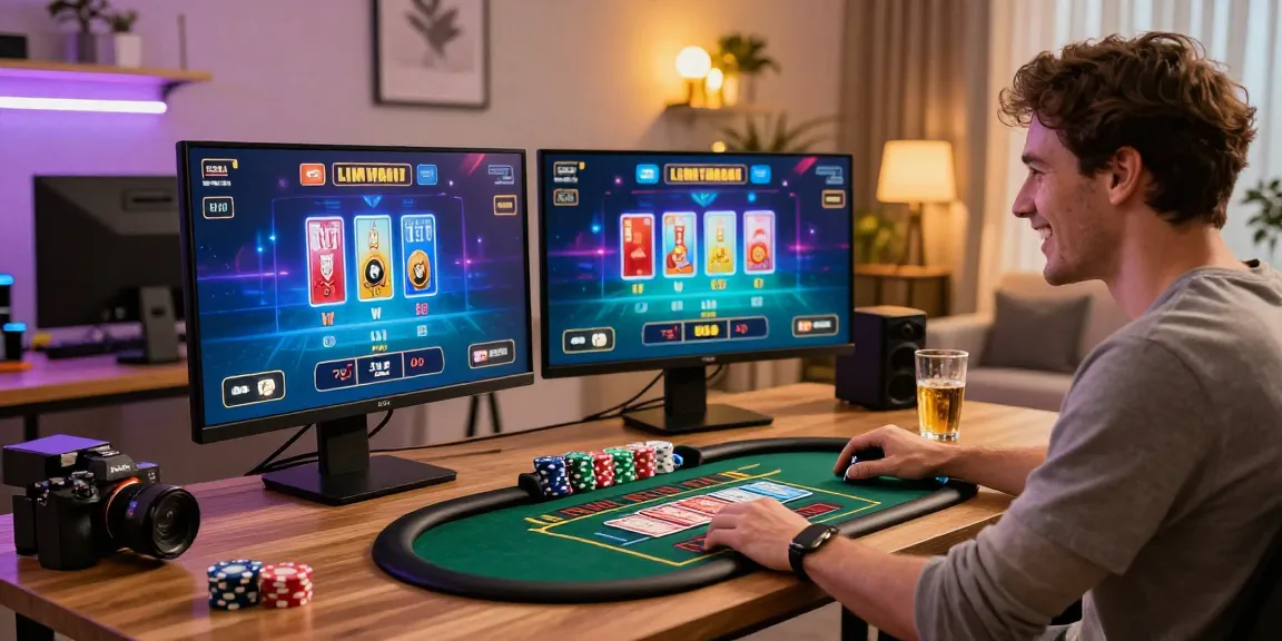 Player enjoying live dealer games at credit card casinos on https://cullengolfclub.co.uk, surrounded by modern gaming setup and vibrant atmosphere.