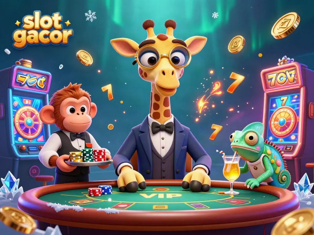 Experience exhilarating slot gacor action with a high-roller giraffe and vibrant casino elements.