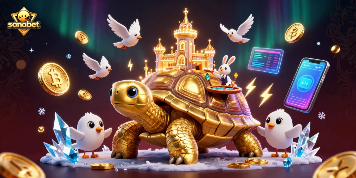 Experience thrilling gaming with sonabet in a vibrant 3D lottery casino scene.