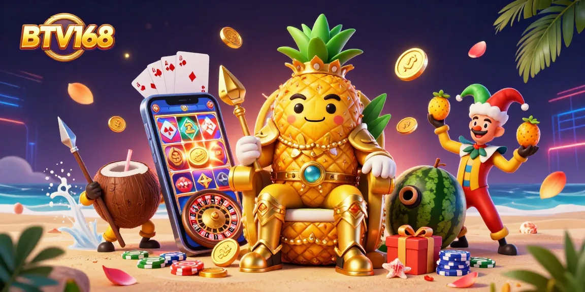 BTV168 showcases thrilling gameplay with vibrant slots and casino elements in a dynamic 3D art scene.