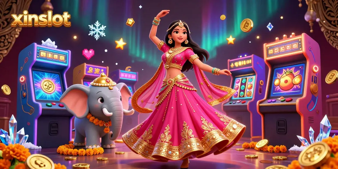 XINSLOT engages players with vibrant casino games and stunning visuals of a Bollywood-themed slot scene.