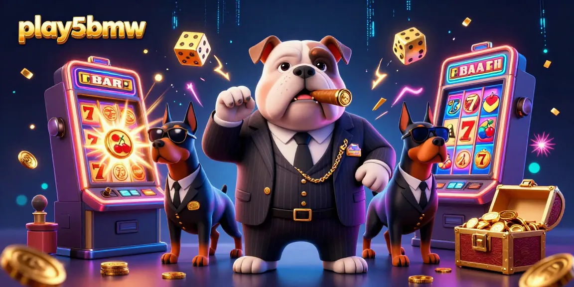 Join the fun at play5bmw with this vibrant 3D casino scene featuring a bulldog boss and dynamic game elements.
