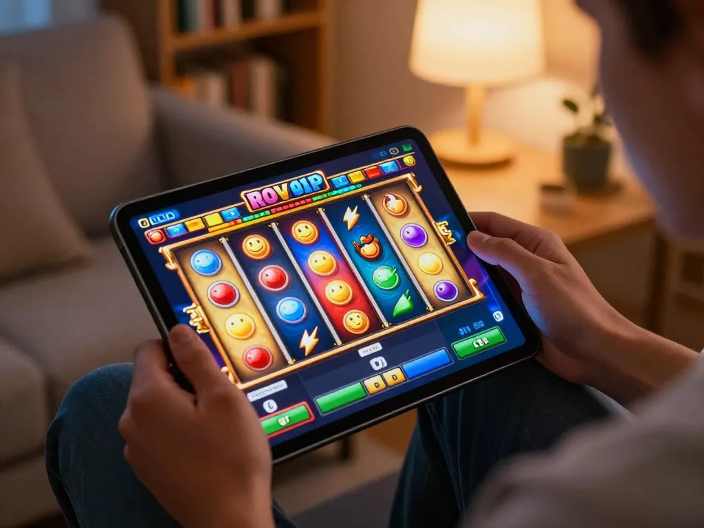 spinadvisor users enjoying an engaging online slot game on a tablet at home