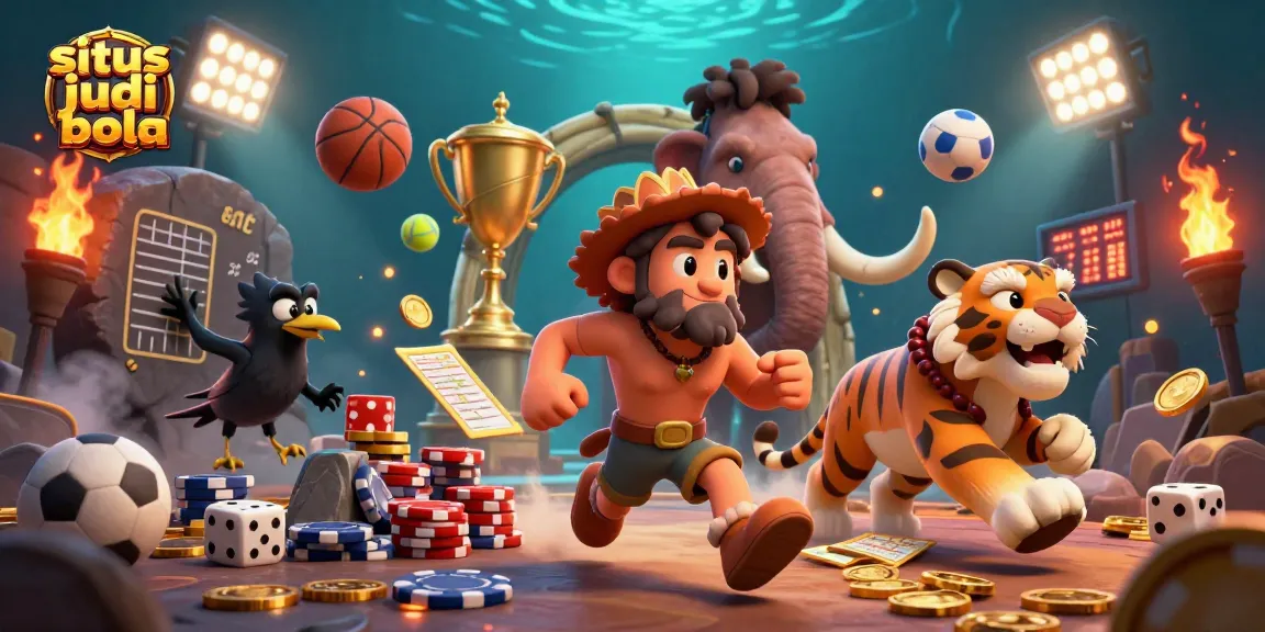 Experience exciting sports bets at situs judi bola with a lively 3D casino scene featuring dynamic sports elements.