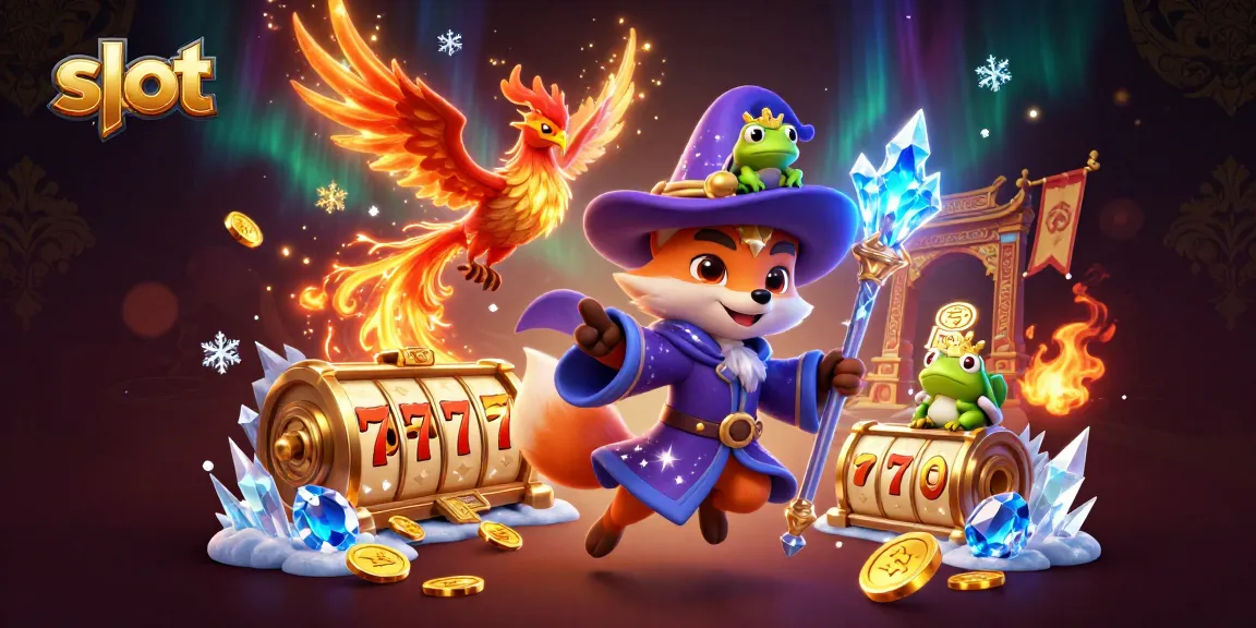Putar slot gacor dengan wizard kartun 3D dan burung phoenix menyala di latar belakang megah.
