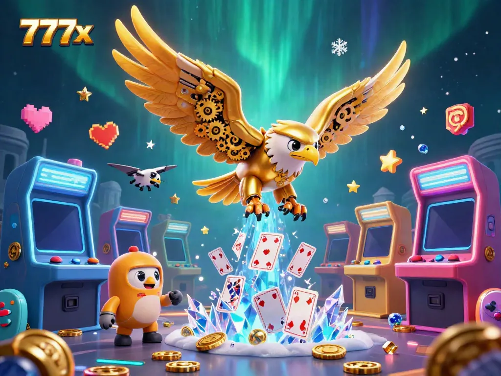Experience golden eagle gameplay like never before at 777x casino, featuring holographic cards and advanced game elements.