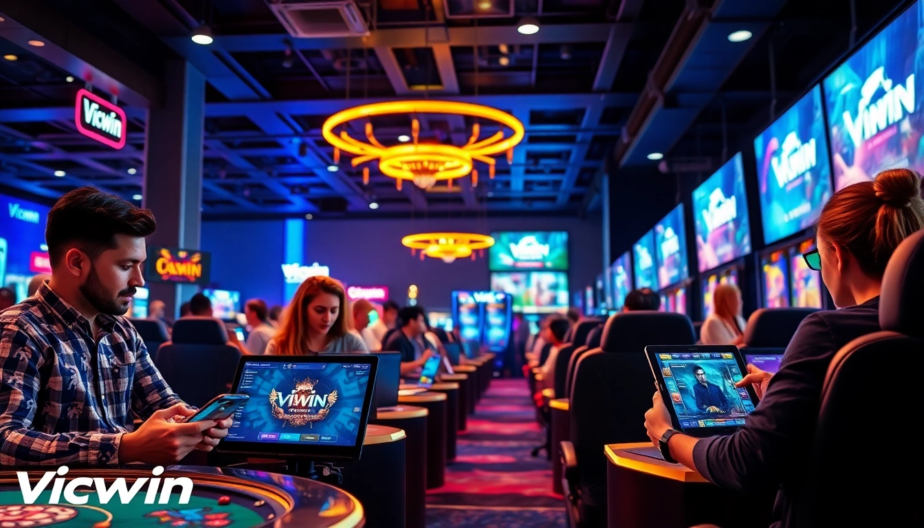 Exciting Vicwin online gaming scene showcasing diverse players and products.