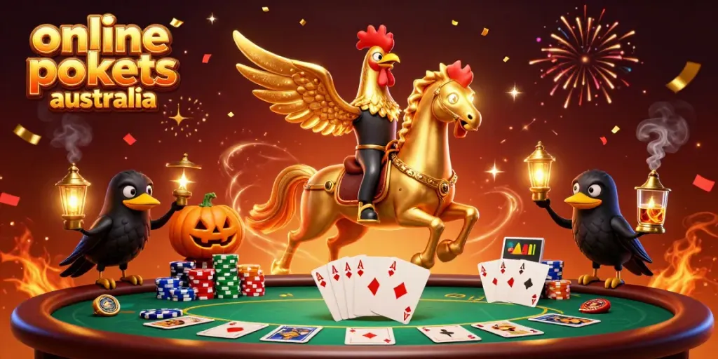 Engaging scene of online pokies Australia featuring vibrant characters and casino elements.