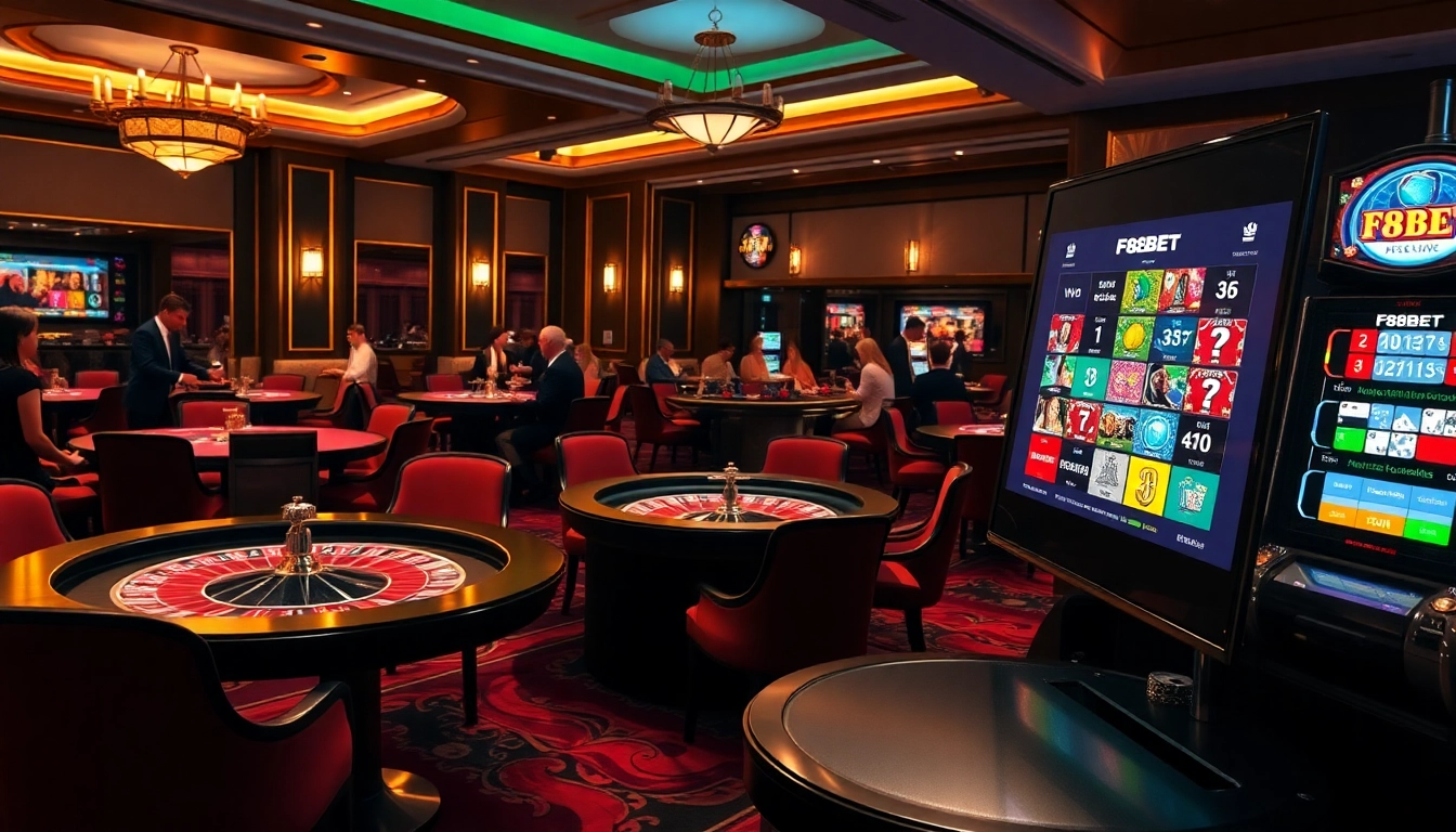 Experience the thrill of F8BET with vibrant casino tables and engaging gaming environments.