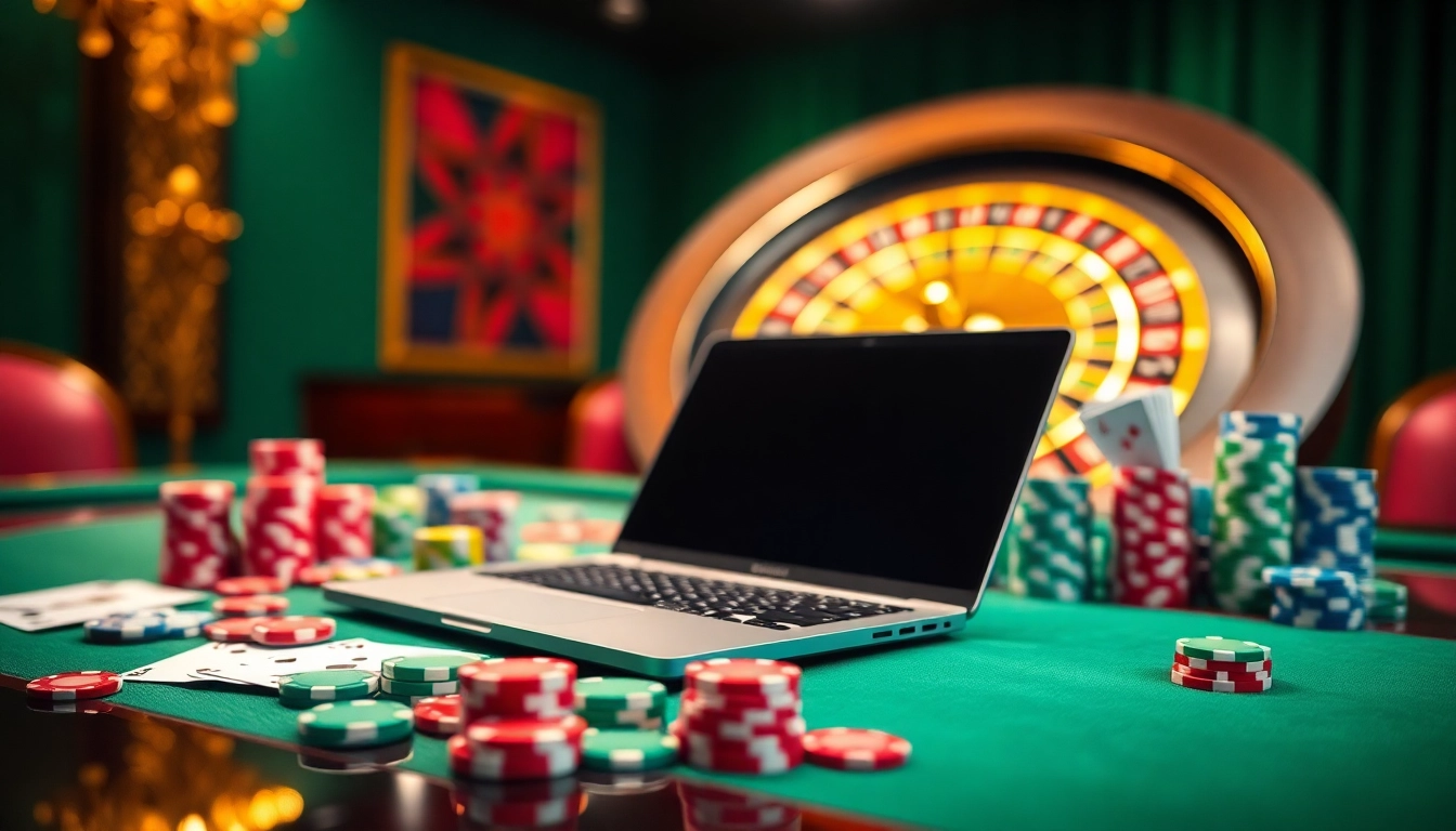 Experience slot online gacor excitement with a vibrant casino table and dynamic gaming interface.