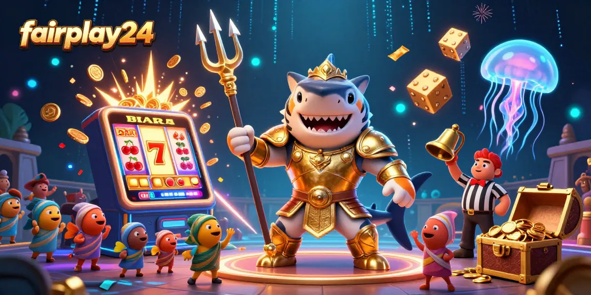 Experience the thrill of fairplay24 with a shark gladiator in an underwater casino world.
