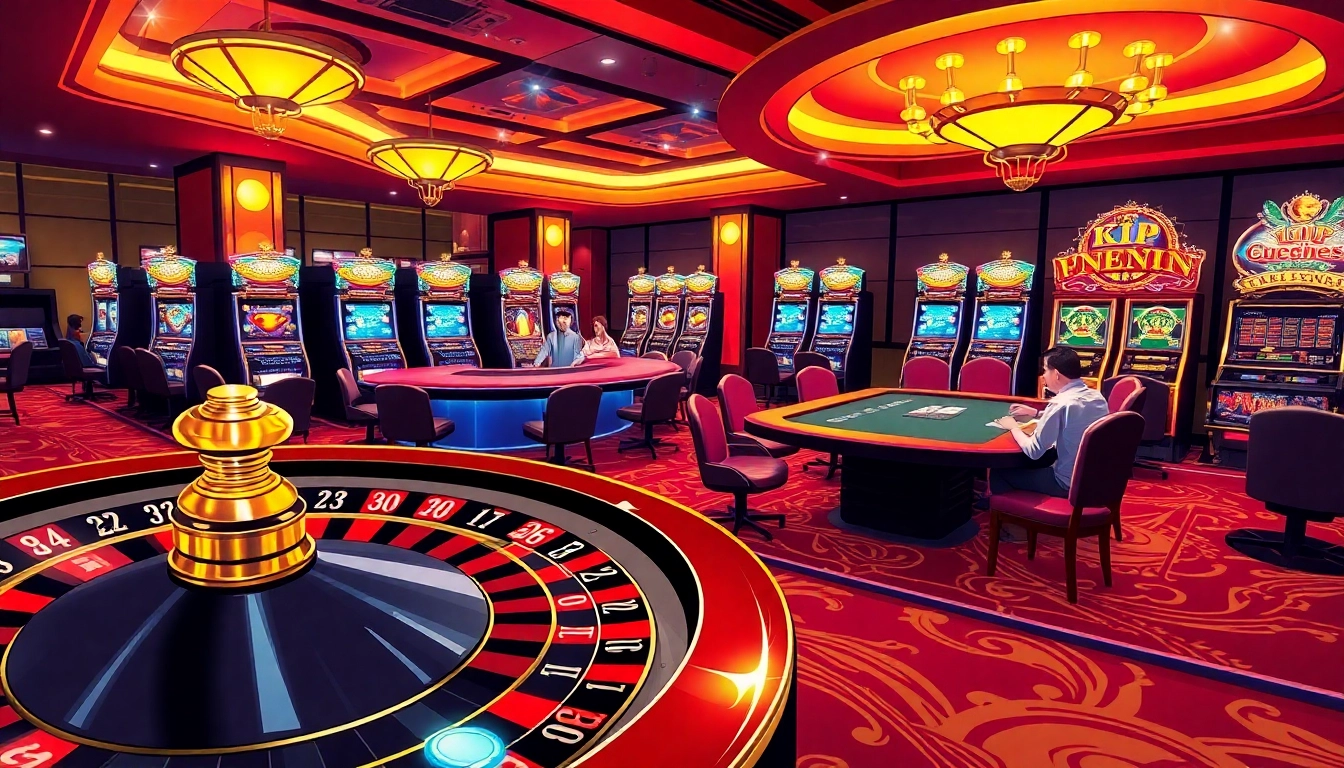 Experience the thrill of 68VIP with players strategizing at a poker table in a luxurious casino.