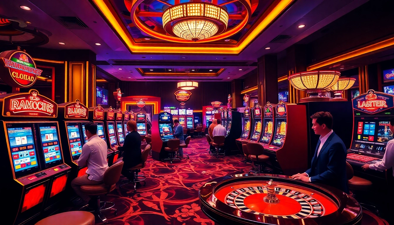 Players strategizing their games at qqmacan's luxurious slot machines, featuring vibrant designs.