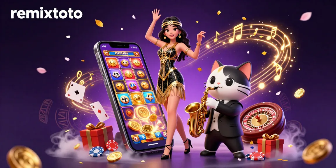 Engage with remixtoto as a dynamic online gambling platform featuring vibrant characters in a rich casino scene.