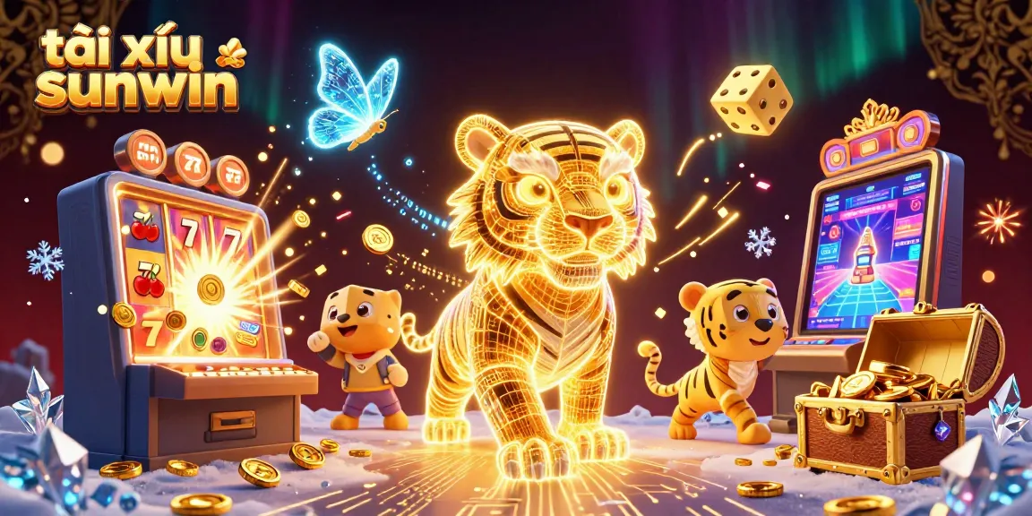 Engage in tài xỉu sunwin gameplay with a dynamic digital casino scene featuring vibrant elements.