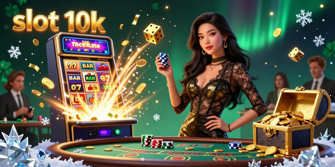 Experience the thrill of playing slot 10k with jackpots and casino excitement in a vibrant scene.