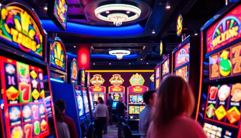 Slot Game yang menarik dengan simbol dinamis dan suasana kasino yang cerah.