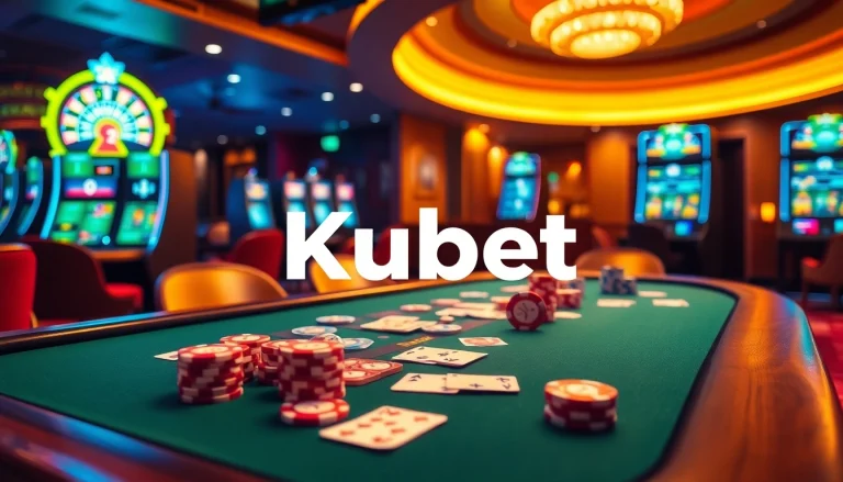 Kubet offers a thrilling casino experience with poker chips and roulette wheel in action.