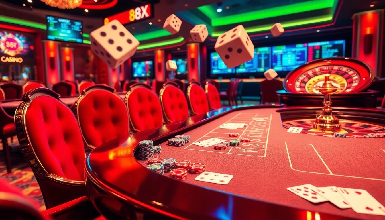 Engage with the excitement of gambling at 88xx-themed luxury casino table with poker chips and cards.