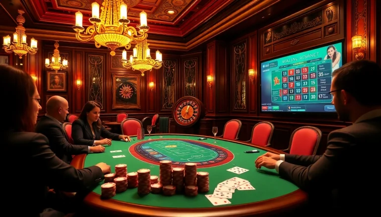 Join the thrilling action at the poker table on https://go8vni.com/ with vibrant colors and luxurious decor.
