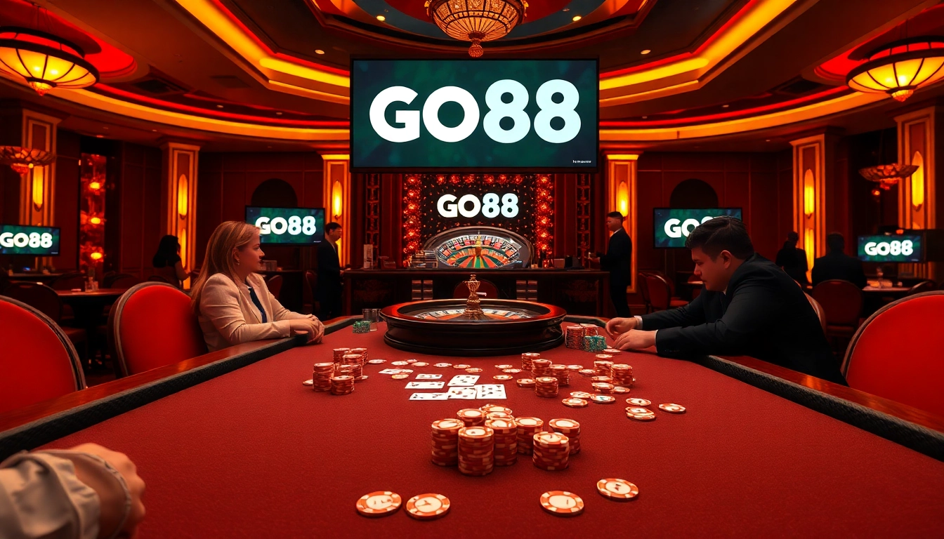 Experience high-stakes excitement at GO88's luxurious poker and roulette tables.