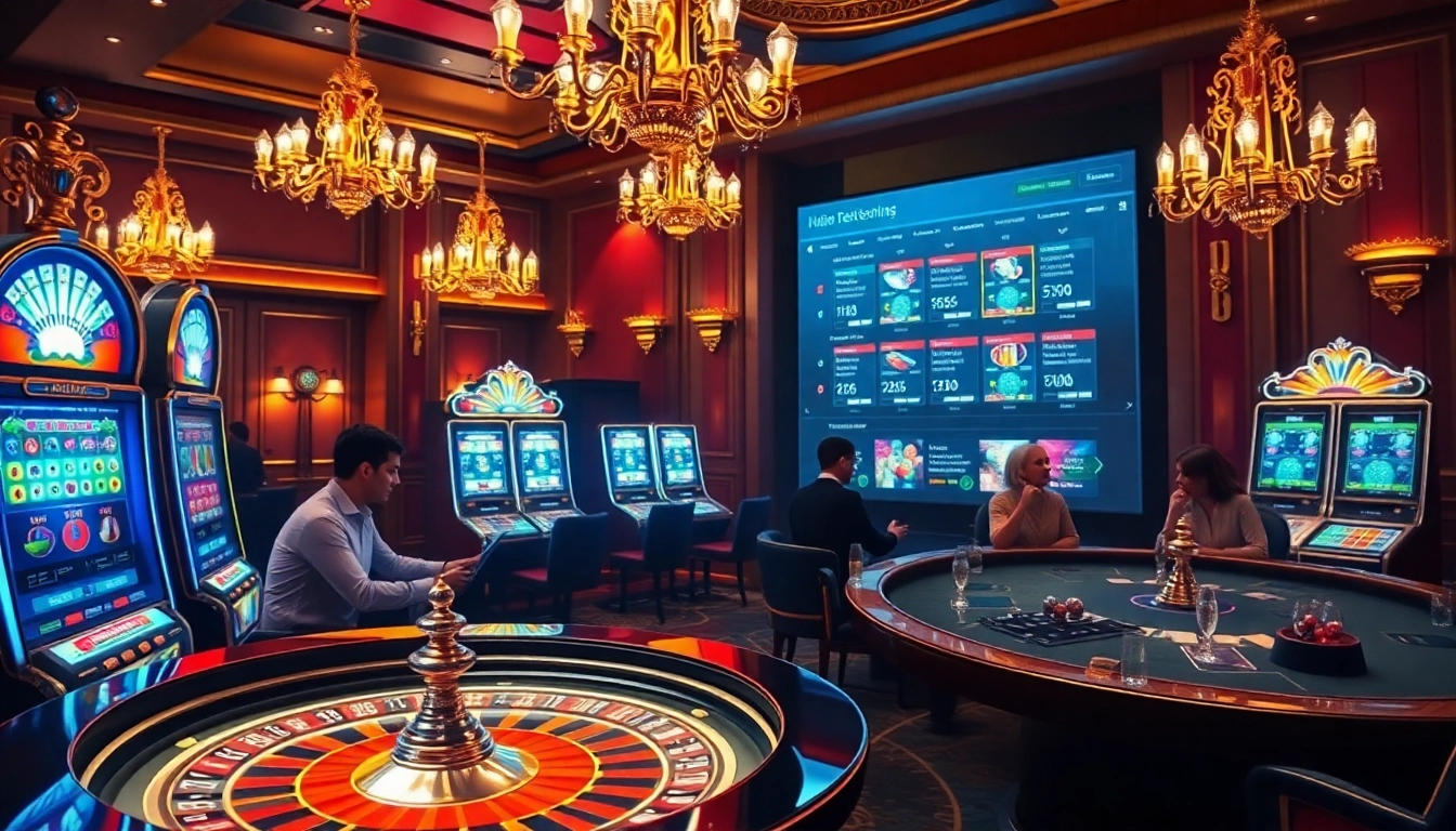 High-energy casino scene with slot machines and poker tables captivating players at https://hanoiculturetravel.com/.