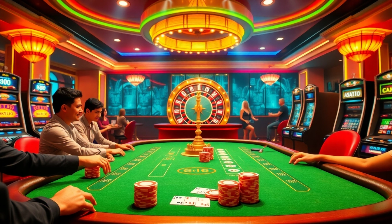 Engaging casino scene with poker table, cards, and excitement at http://abc1256.com/.